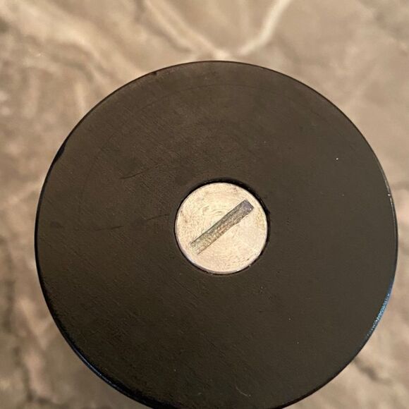 Vintage Danish Modern Salt Shaker and Pepper Grinder Black Wood Cylinders - Picture 7 of 11